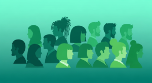 Diverse candidate silhouettes in equal scale representing inclusive hiring
